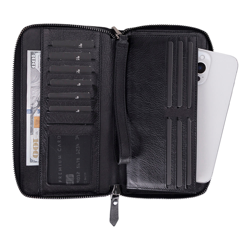 Heritage Unisex Leather Wallet & Phone Bag with Wrist Strap