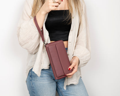 Heritage Unisex Leather Wallet & Phone Bag with Wrist Strap