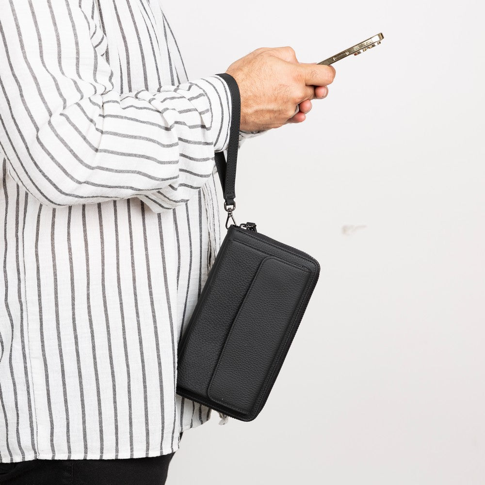 Heritage Unisex Leather Wallet & Phone Bag with Wrist Strap