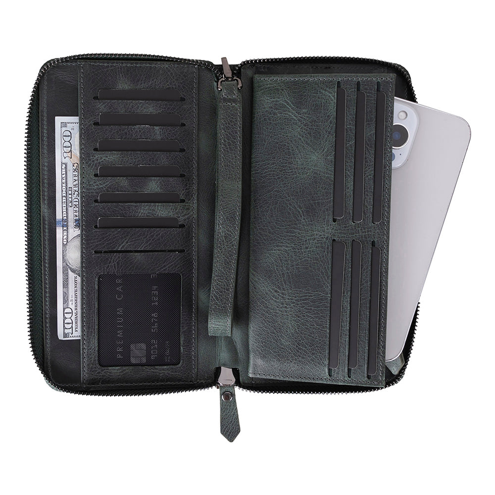 Heritage Unisex Leather Wallet & Phone Bag with Wrist Strap