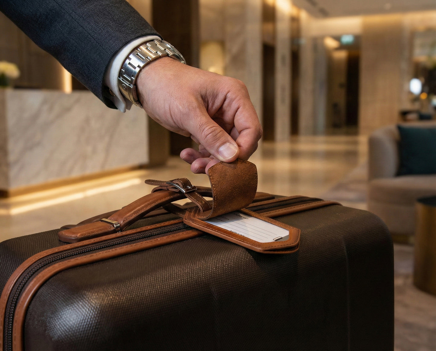 Leather Airtag Luggage Tag