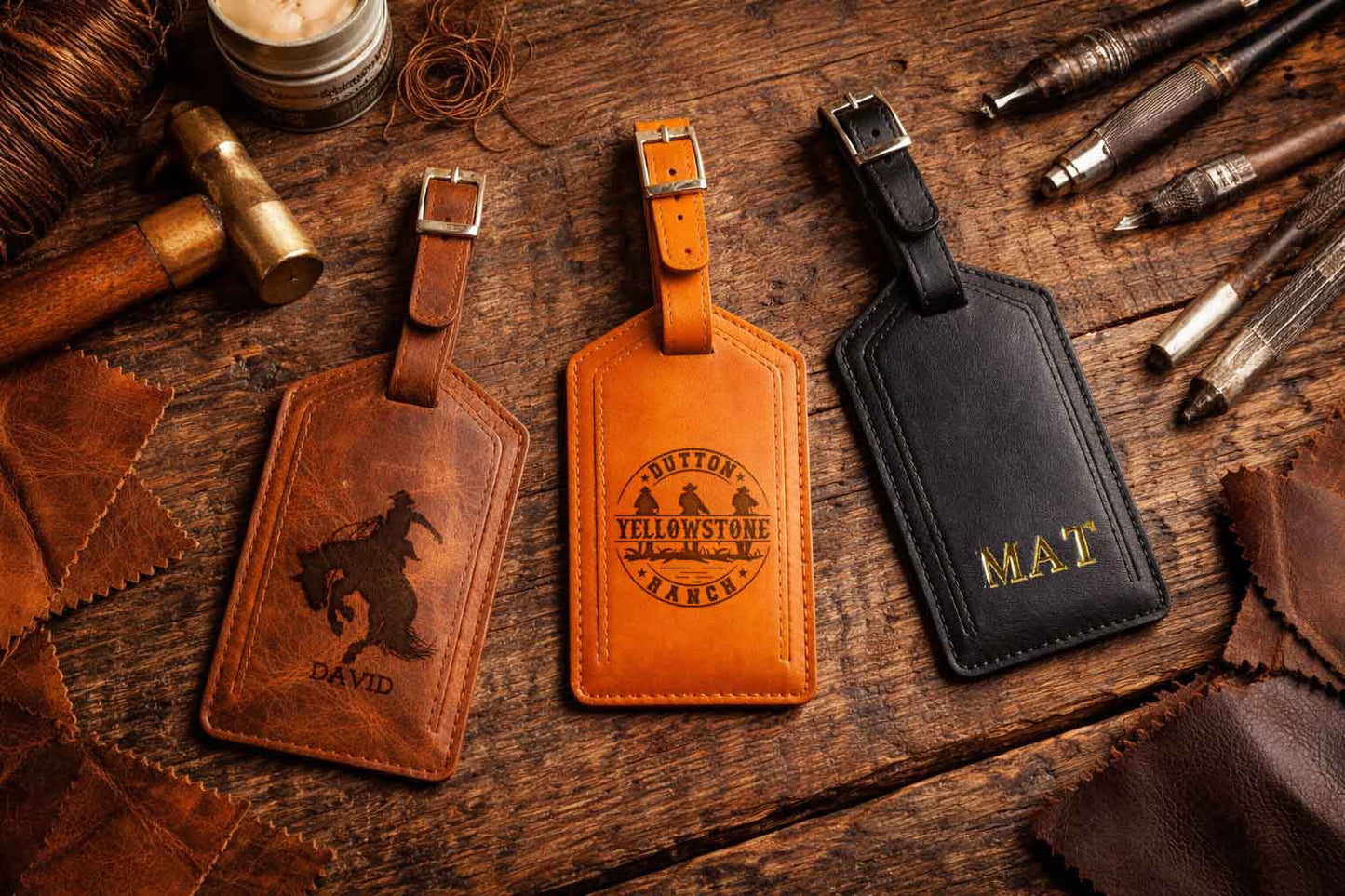 Leather Airtag Luggage Tag