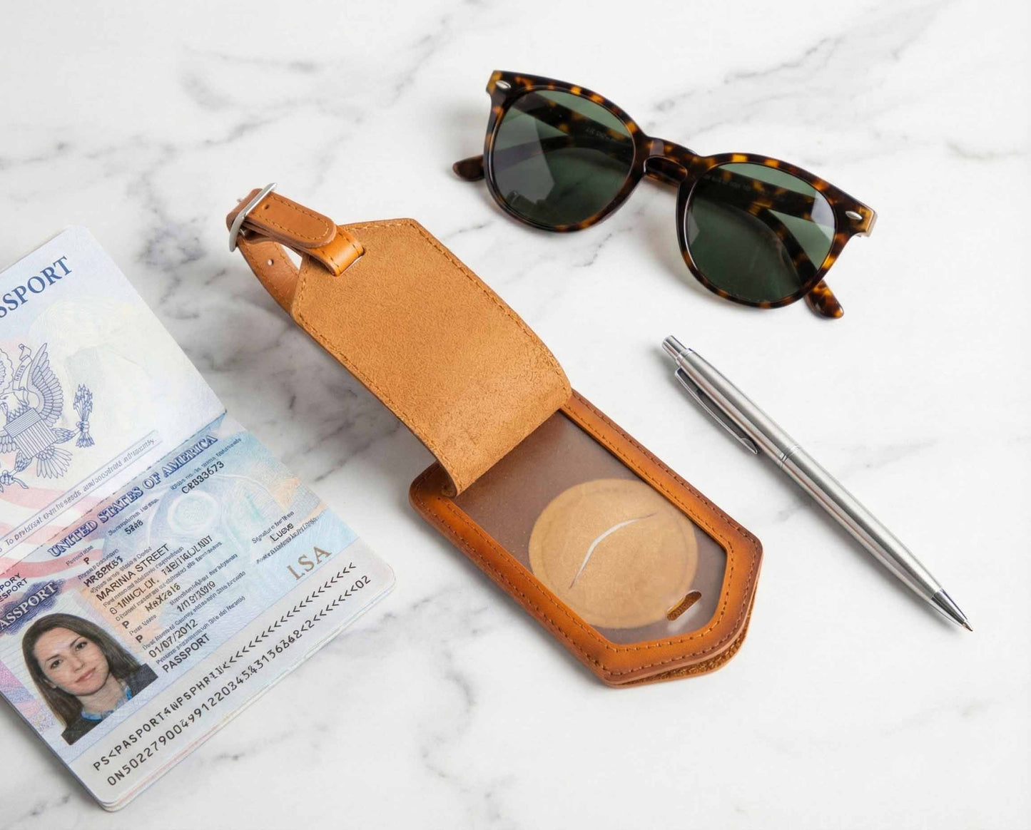 Leather Airtag Luggage Tag