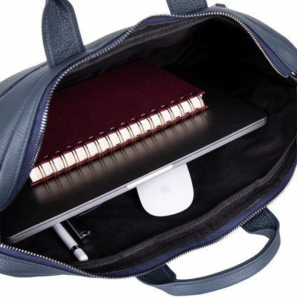 Leather Business Briefcase / 13" Laptop Case with Suitcase Sleeve