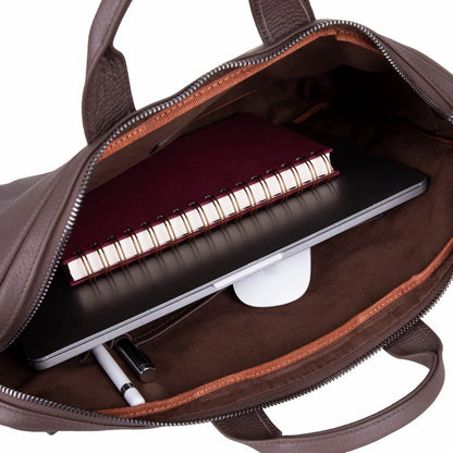 Leather Business Briefcase / 13" Laptop Case with Suitcase Sleeve