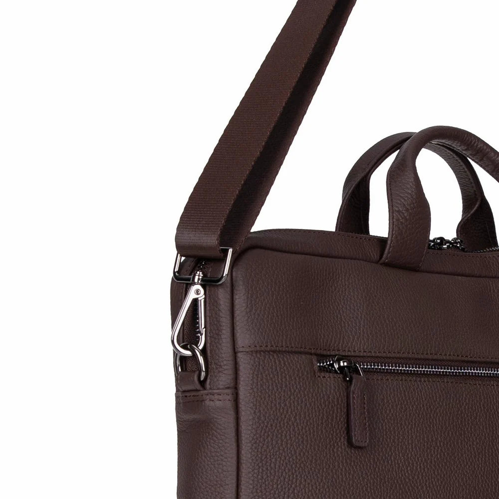 Leather Business Briefcase / 13" Laptop Case with Suitcase Sleeve