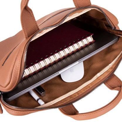 Leather Business Briefcase / 13" Laptop Case with Suitcase Sleeve