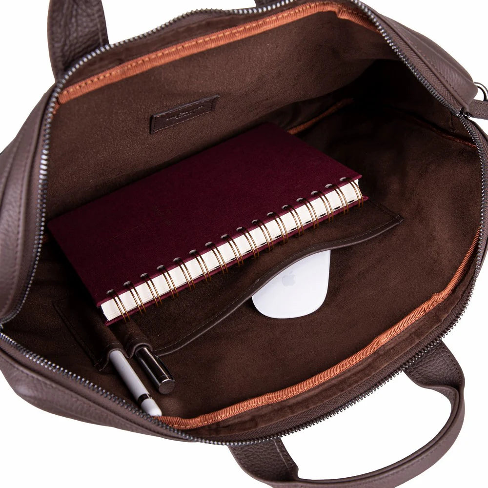 Leather Business Briefcase / 16" Laptop Case with Suitcase Sleeve