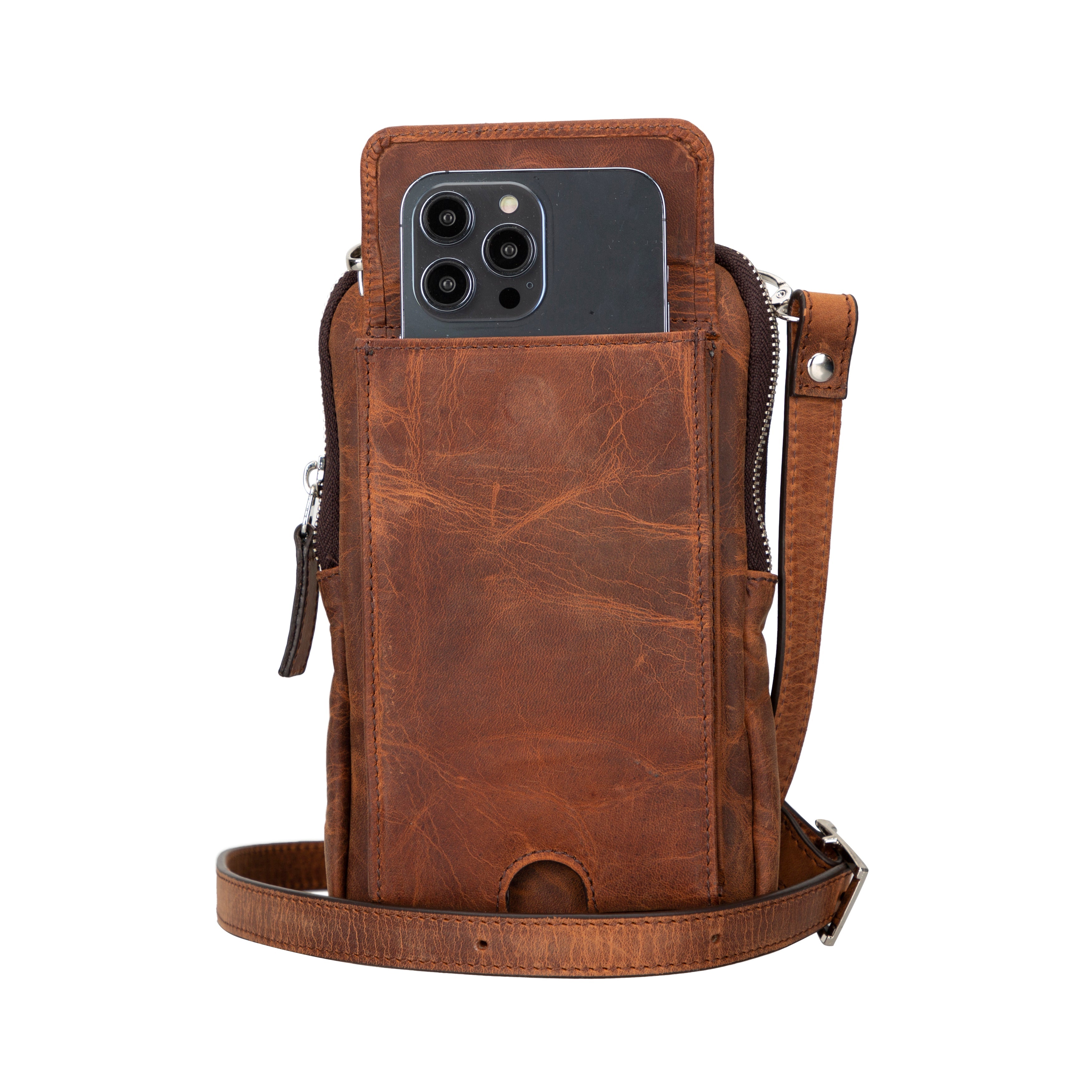 Leather Crossbody Bag - Smart Travel Phone & Wallet Organizer