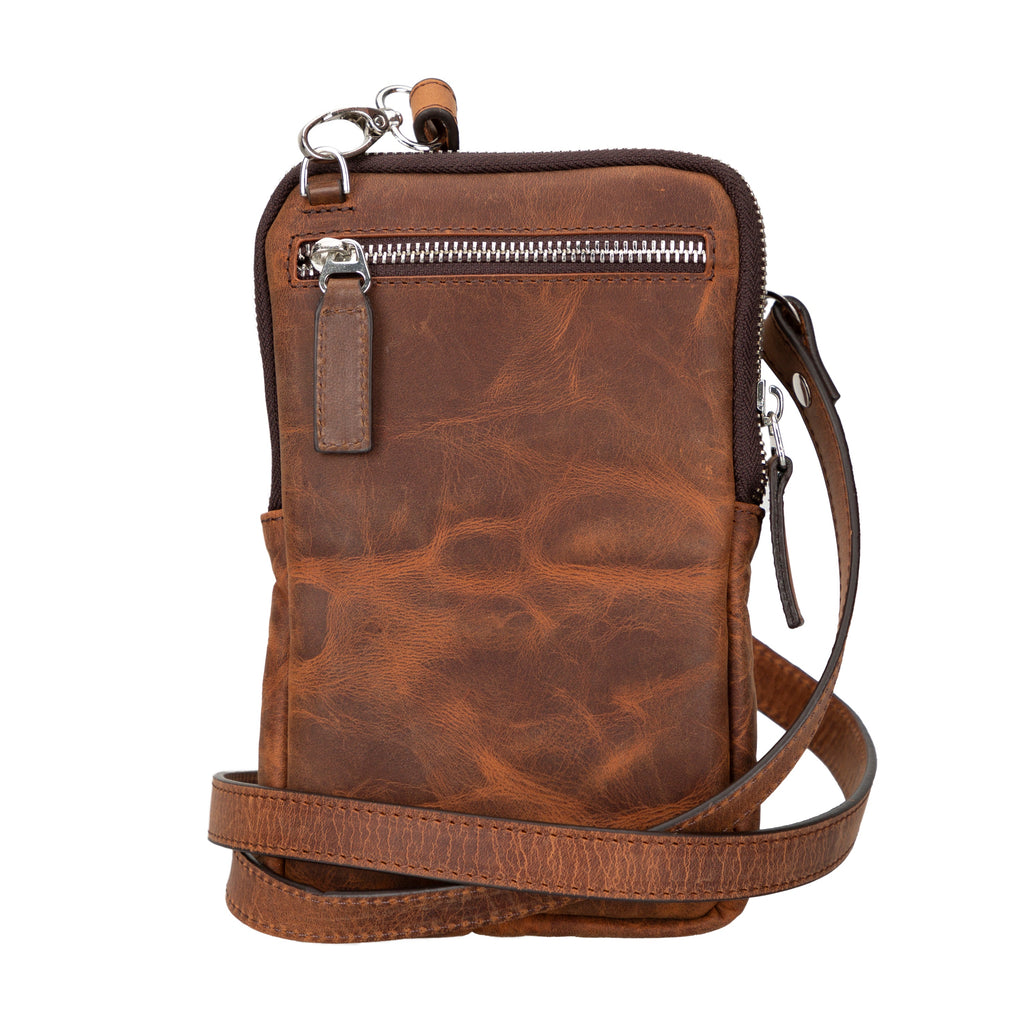 Leather Crossbody Bag - Smart Travel Phone & Wallet Organizer