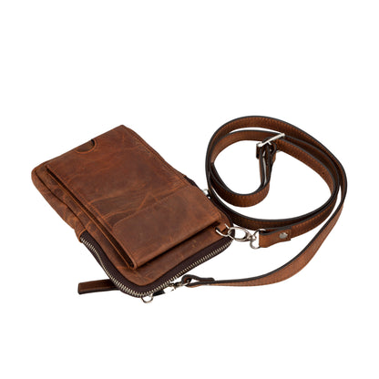 Leather Crossbody Bag - Smart Travel Phone & Wallet Organizer