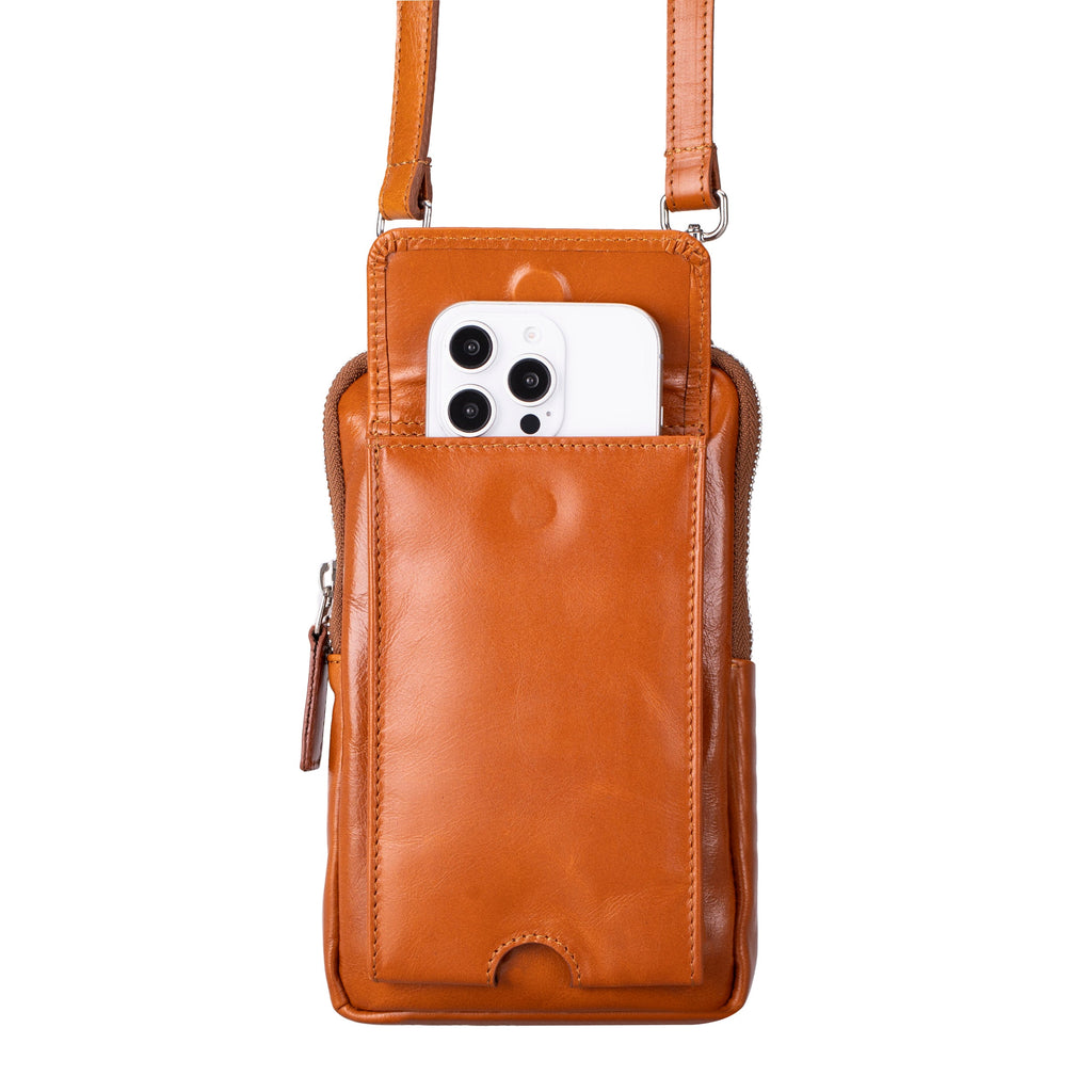 Leather Crossbody Bag - Smart Travel Phone & Wallet Organizer