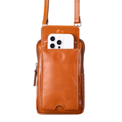 Leather Crossbody Bag - Smart Travel Phone & Wallet Organizer
