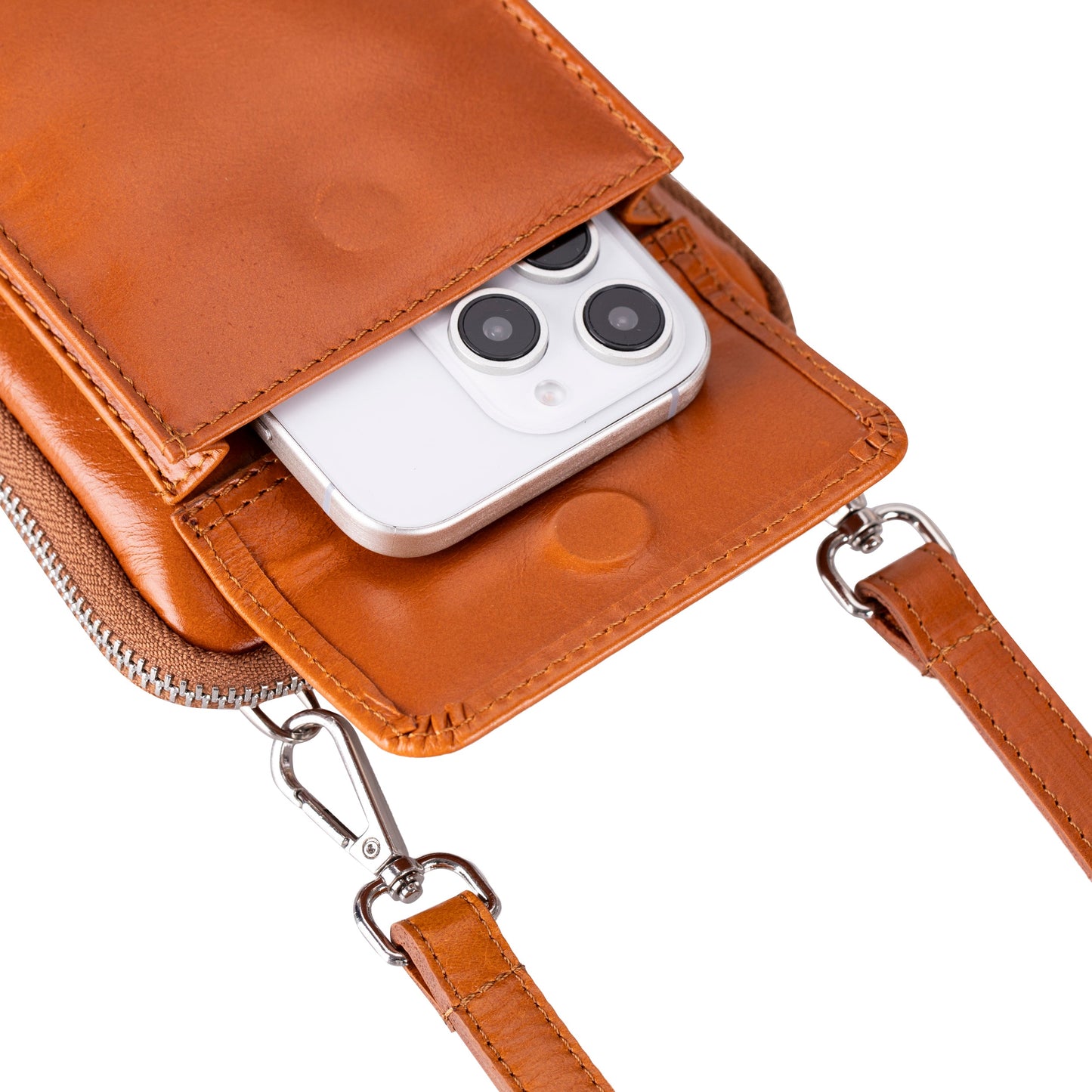 Leather Crossbody Bag - Smart Travel Phone & Wallet Organizer
