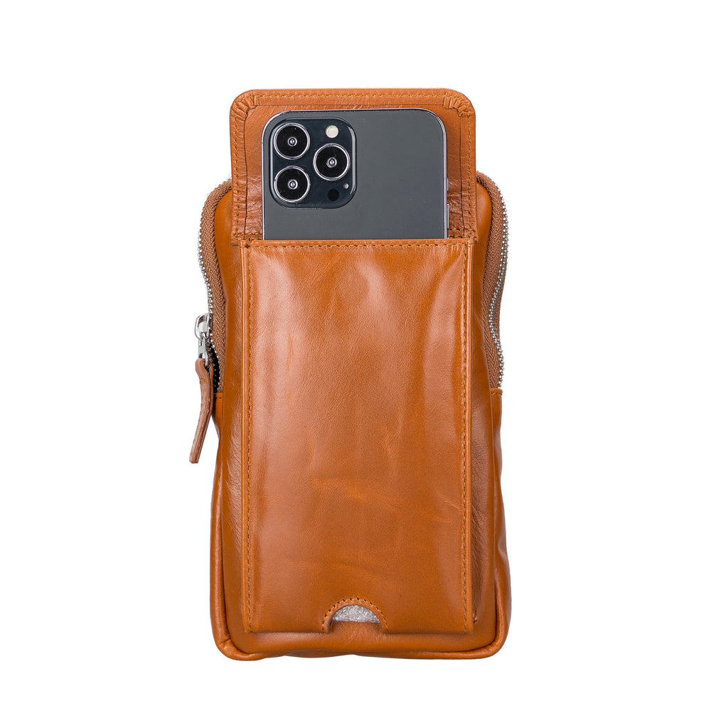 Leather Crossbody Bag - Smart Travel Phone & Wallet Organizer