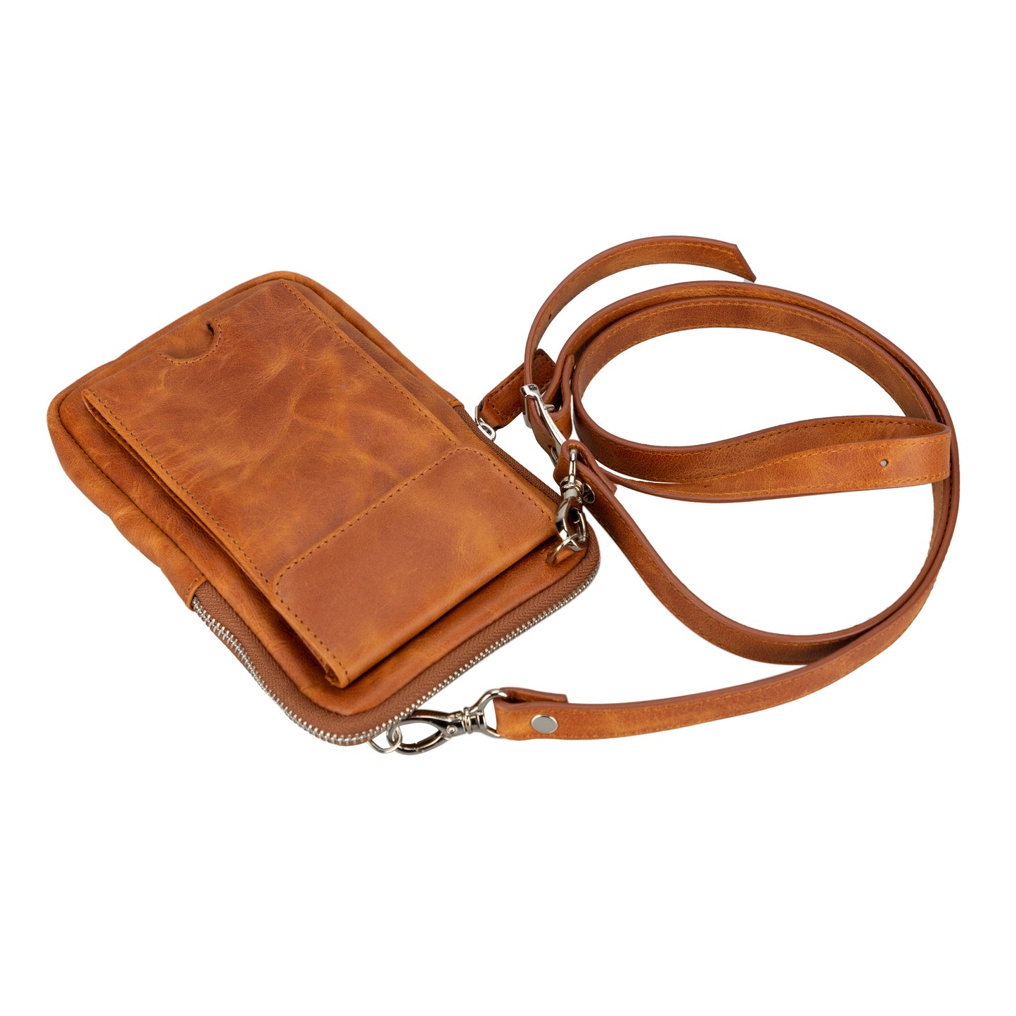 Leather Crossbody Bag - Smart Travel Phone & Wallet Organizer