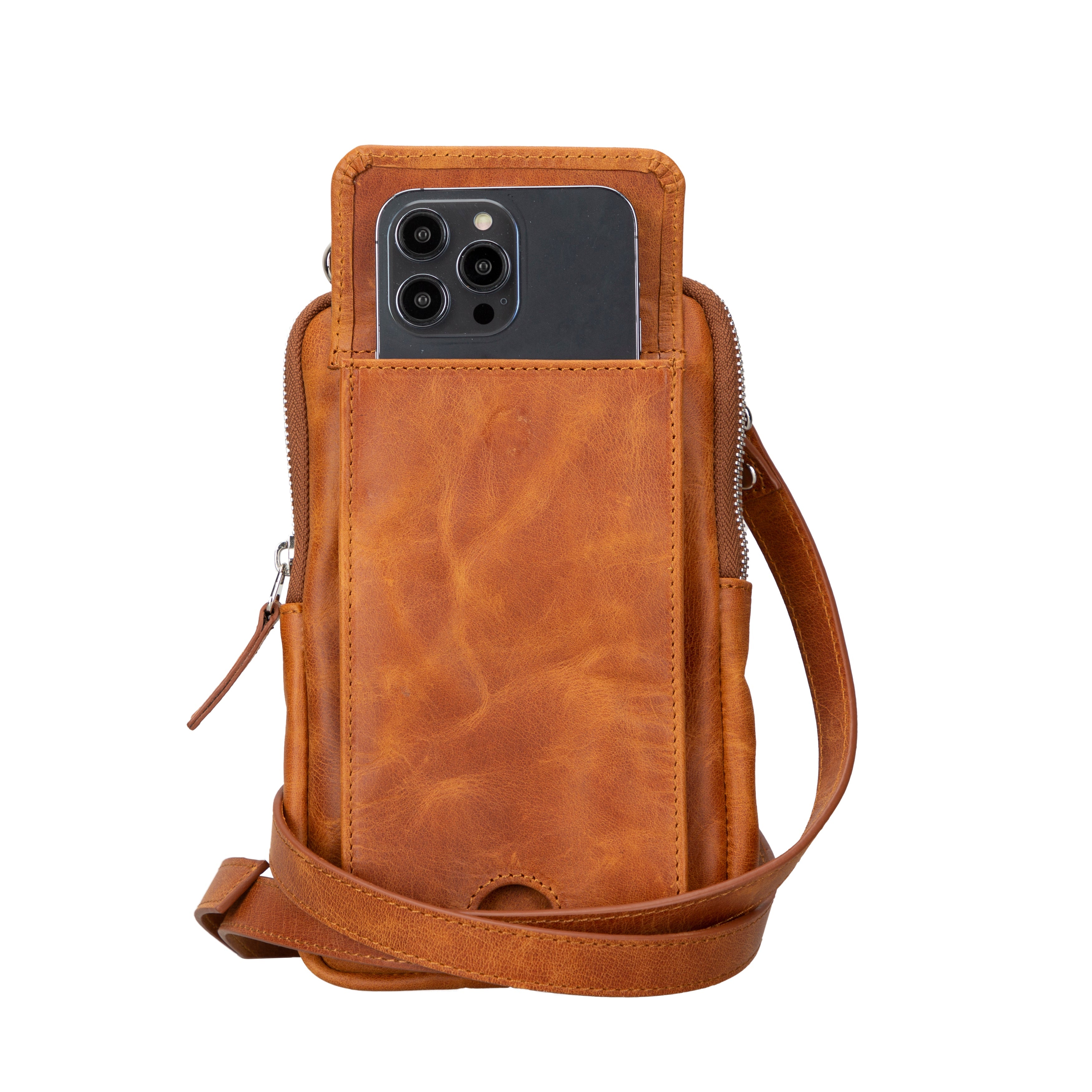 Leather Crossbody Bag - Smart Travel Phone & Wallet Organizer