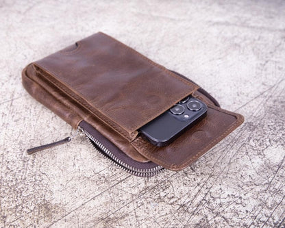 Leather Crossbody Bag - Smart Travel Phone & Wallet Organizer