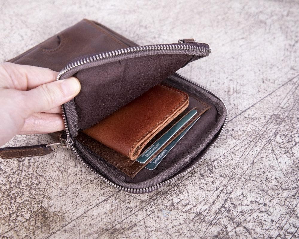 Leather Crossbody Bag - Smart Travel Phone & Wallet Organizer