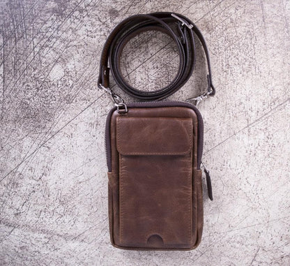Leather Crossbody Bag - Smart Travel Phone & Wallet Organizer