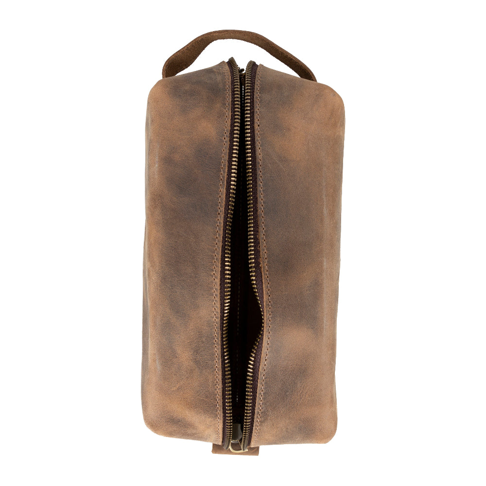 Leather Dopp Kit - Full-Grain Leather Toiletry Organizer, Medium