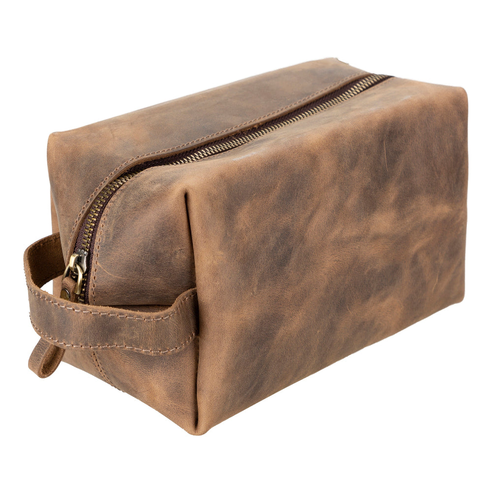 Leather Dopp Kit - Full-Grain Leather Toiletry Organizer, Medium