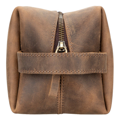 Leather Dopp Kit - Full-Grain Leather Toiletry Organizer, Medium