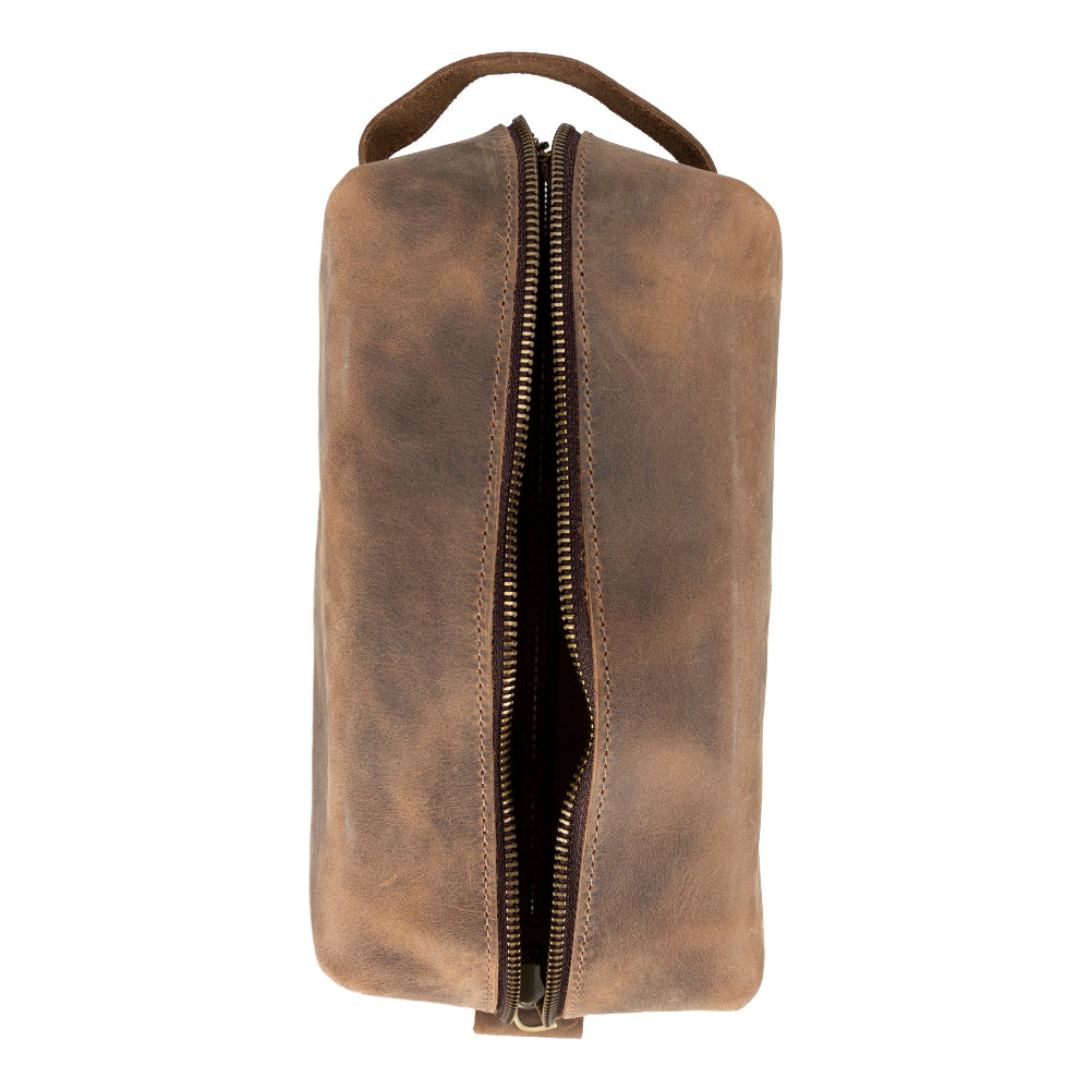 Leather Dopp Kit - Full-Grain Leather Toiletry Organizer, Medium