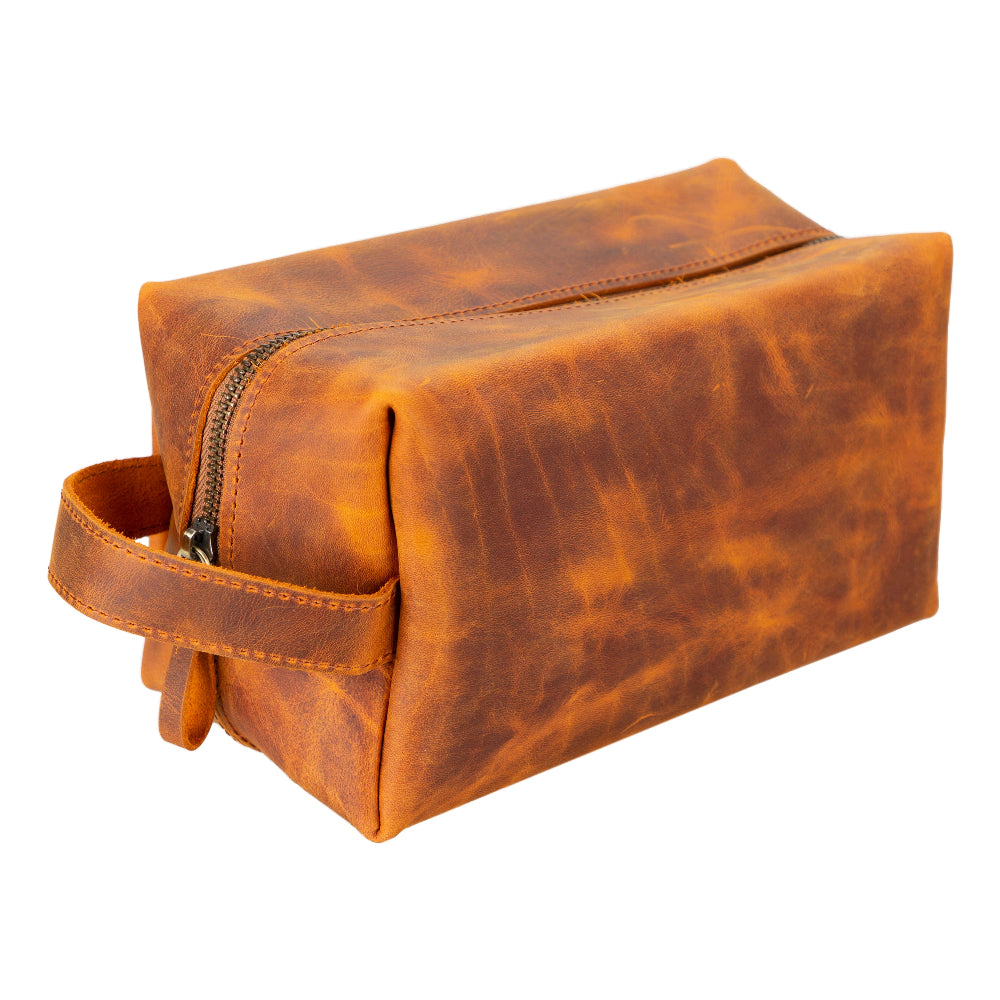 Leather Dopp Kit - Full-Grain Leather Toiletry Organizer, Medium