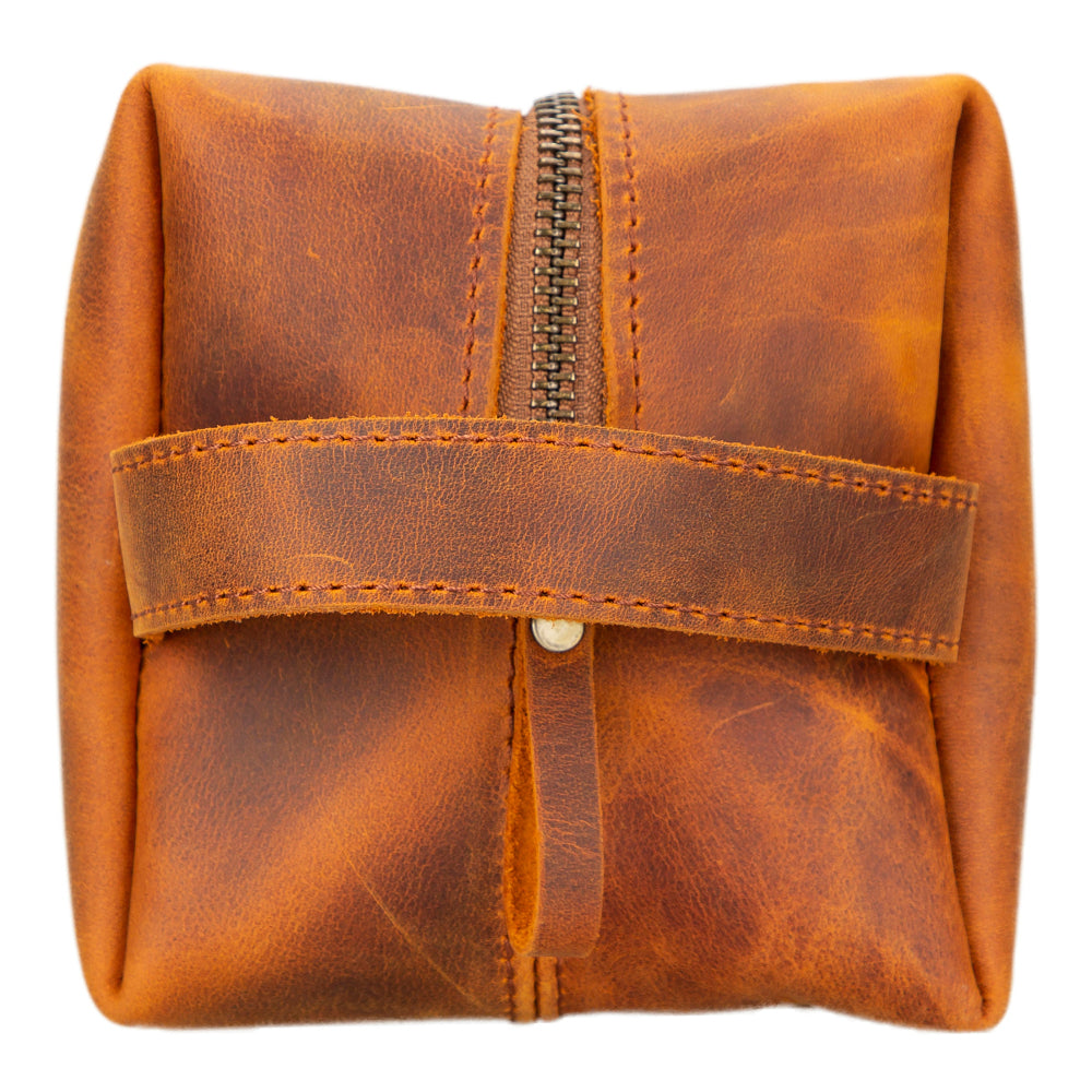 Leather Dopp Kit - Full-Grain Leather Toiletry Organizer, Medium