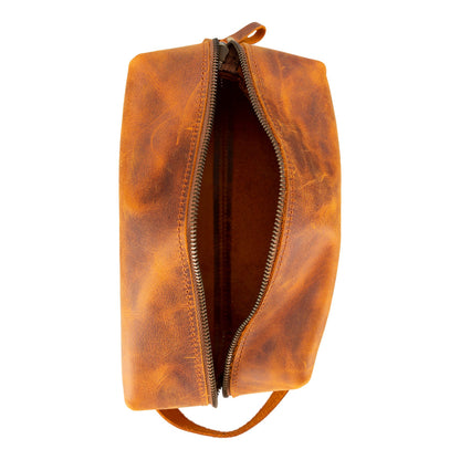 Leather Dopp Kit - Full-Grain Leather Toiletry Organizer, Medium
