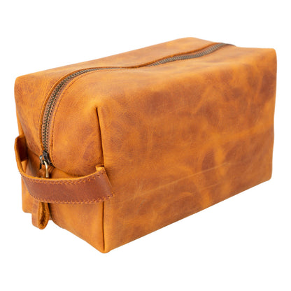 Leather Dopp Kit - Full-Grain Leather Toiletry Organizer, Medium