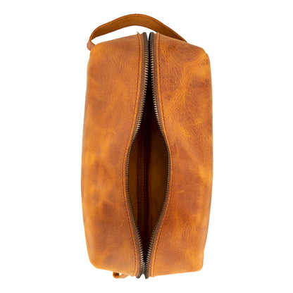 Leather Dopp Kit - Full-Grain Leather Toiletry Organizer, Medium