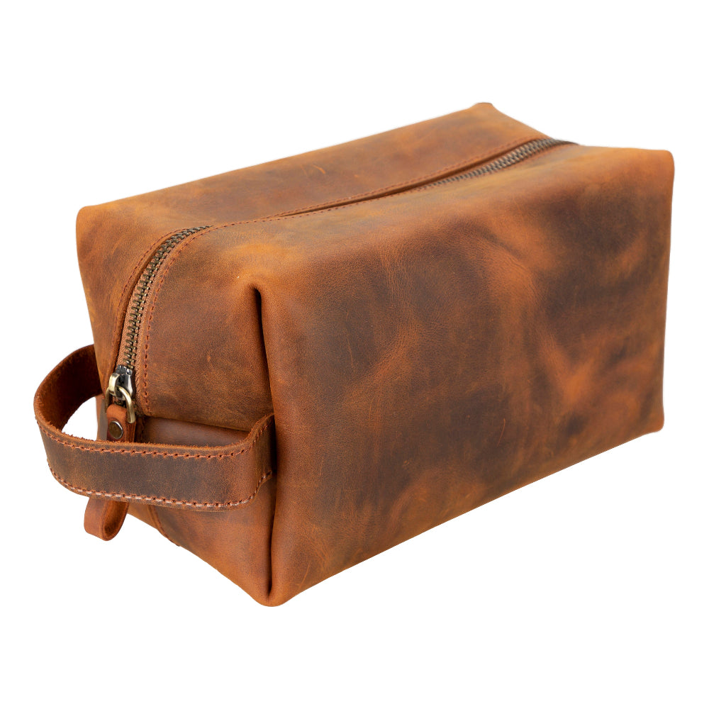Leather Dopp Kit - Full-Grain Leather Toiletry Organizer, Medium