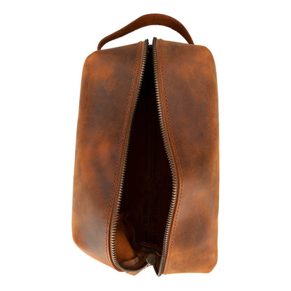 Leather Dopp Kit - Full-Grain Leather Toiletry Organizer, Medium