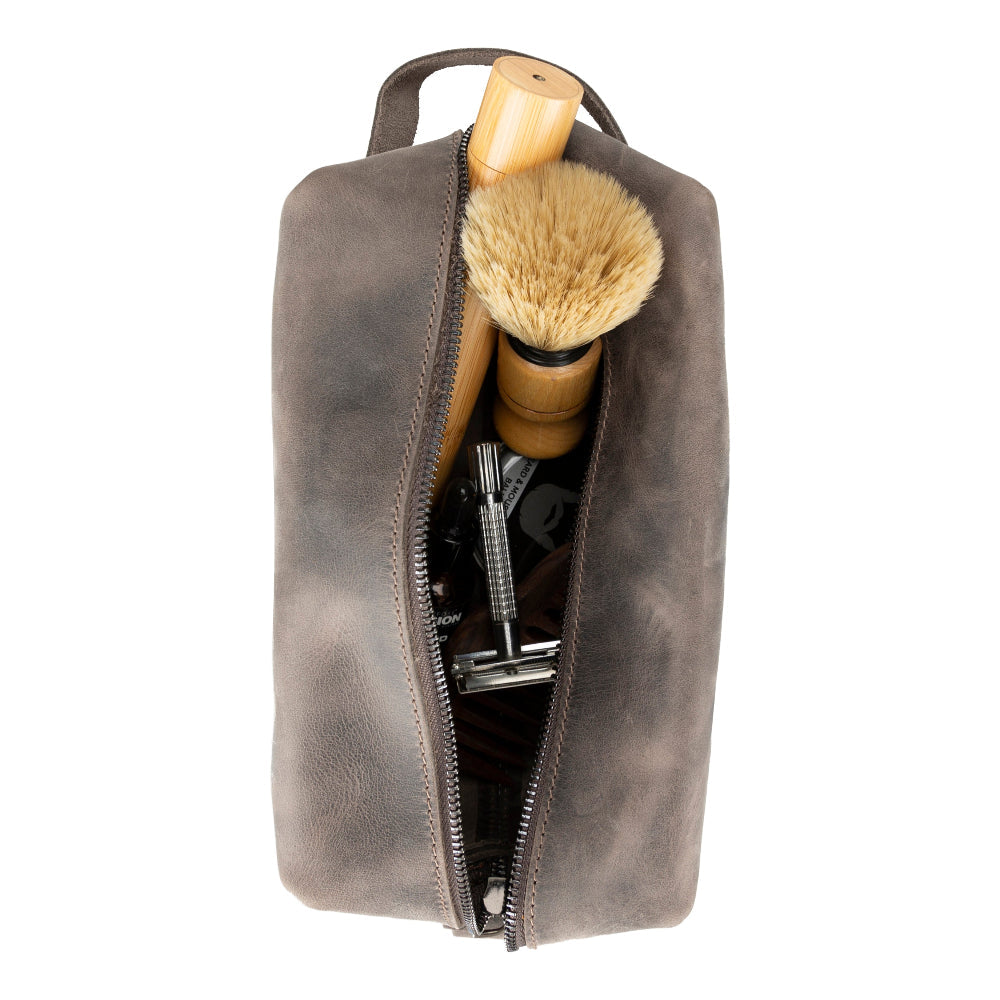 Leather Dopp Kit - Full-Grain Leather Toiletry Organizer, Medium