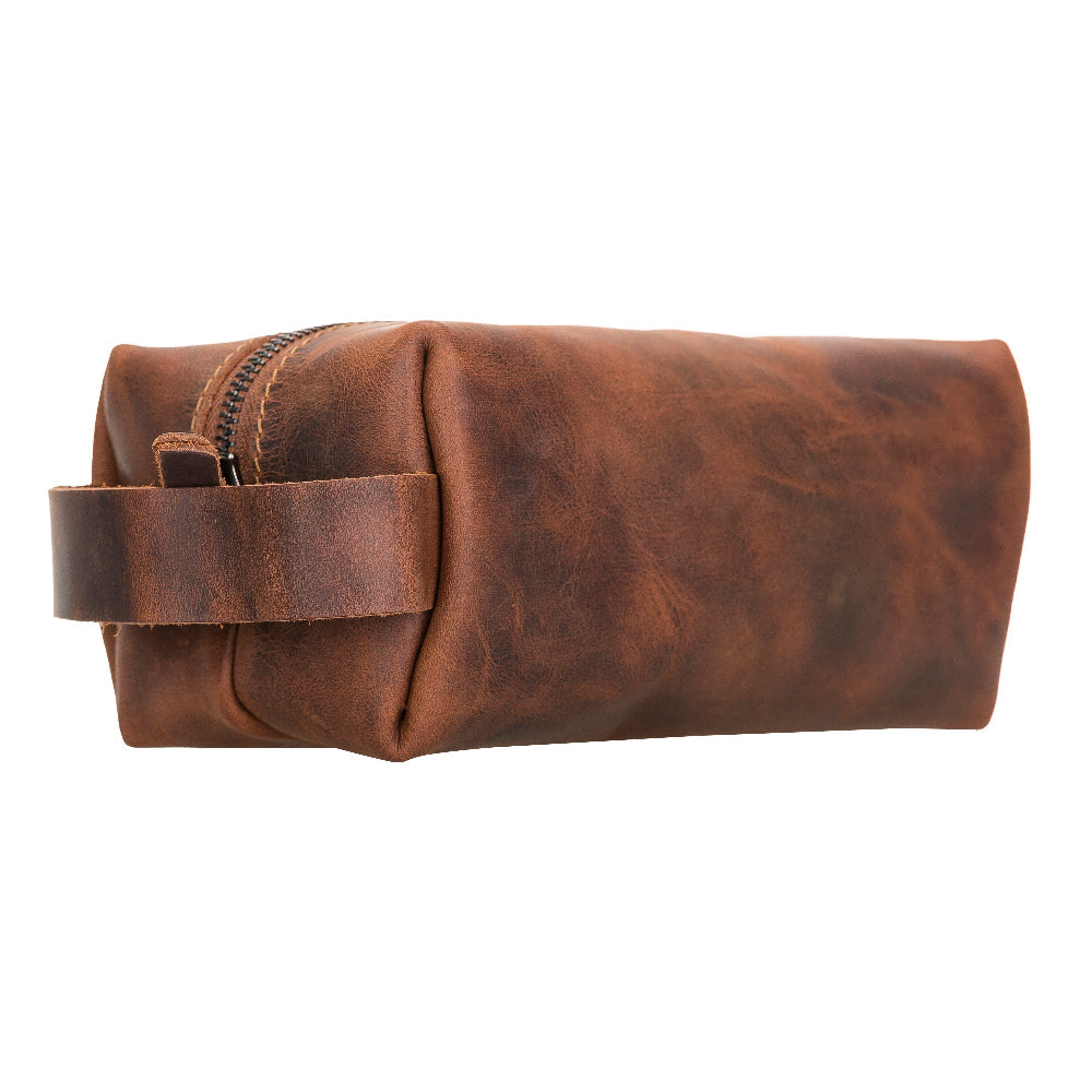 Leather Dopp Kit - Full-Grain Leather Toiletry Organizer, Medium