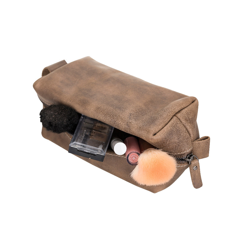 Leather Dopp Kit - Full-Grain Leather Toiletry Organizer, Medium