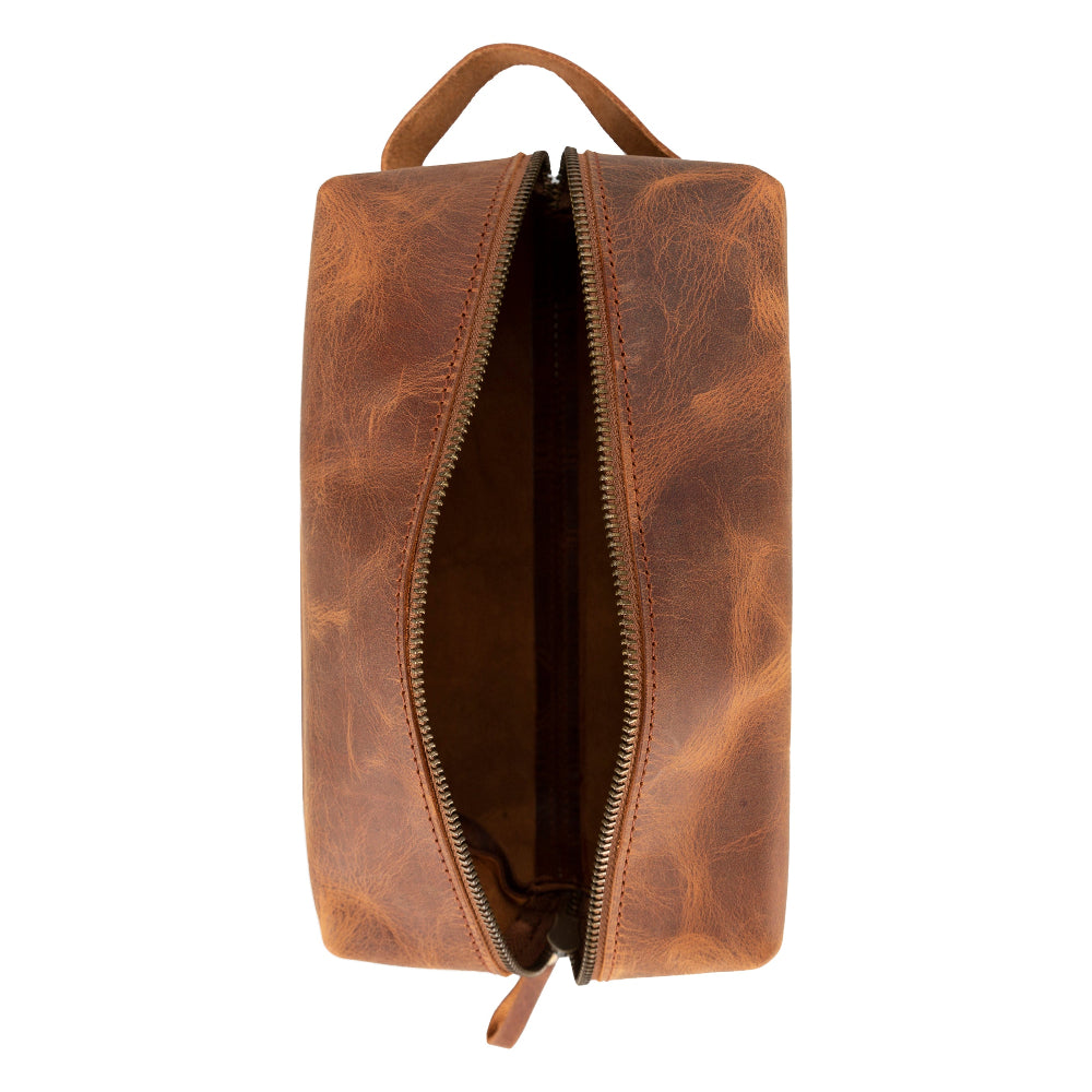 Leather Dopp Kit - Full-Grain Leather Toiletry Organizer, Medium