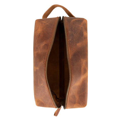 Leather Dopp Kit - Full-Grain Leather Toiletry Organizer, Medium
