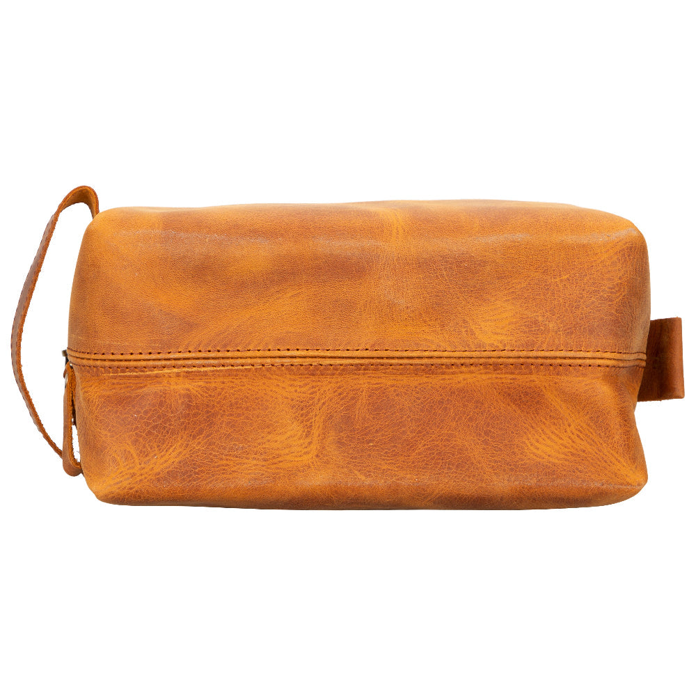 Leather Dopp Kit - Full-Grain Leather Toiletry Organizer, Medium