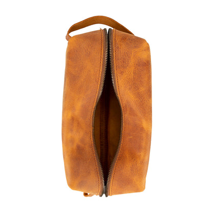 Leather Dopp Kit - Full-Grain Leather Toiletry Organizer, Medium
