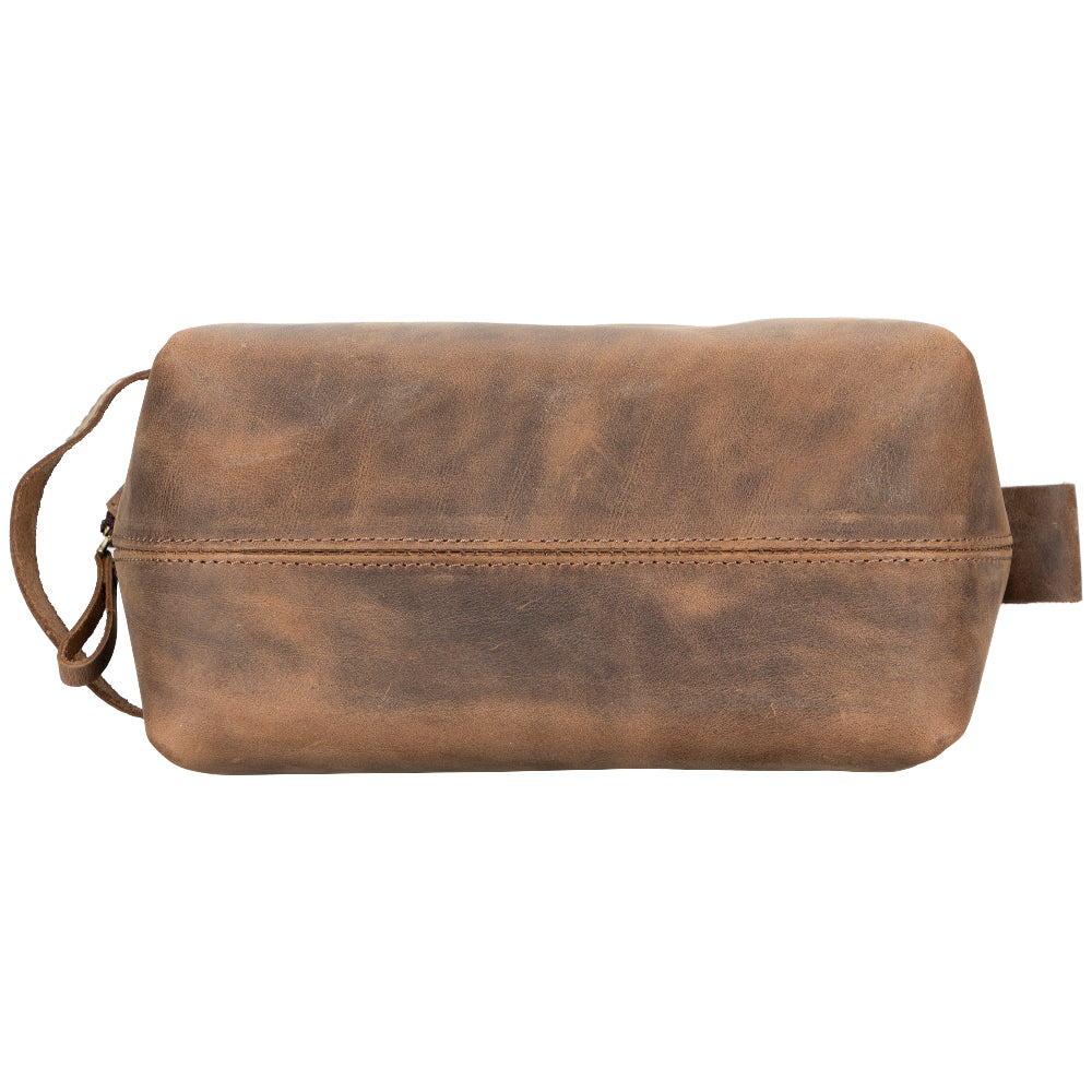 Leather Dopp Kit - Full-Grain Leather Toiletry Organizer, Medium