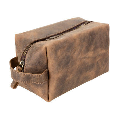 Leather Dopp Kit - Full-Grain Leather Toiletry Organizer, Medium