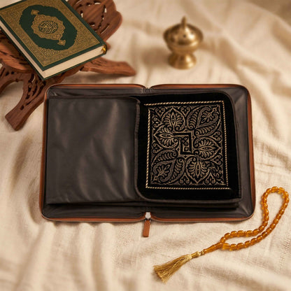Leather Prayer Rug with Zipper Leather Case