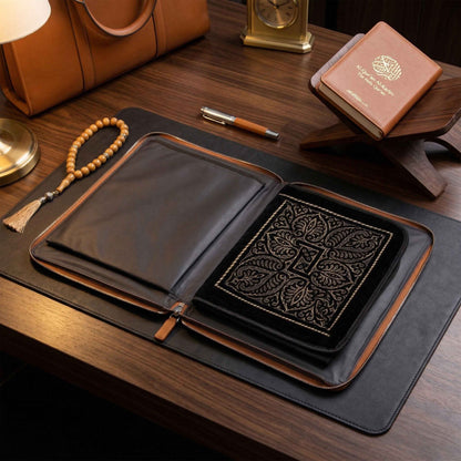 Leather Prayer Rug with Zipper Leather Case