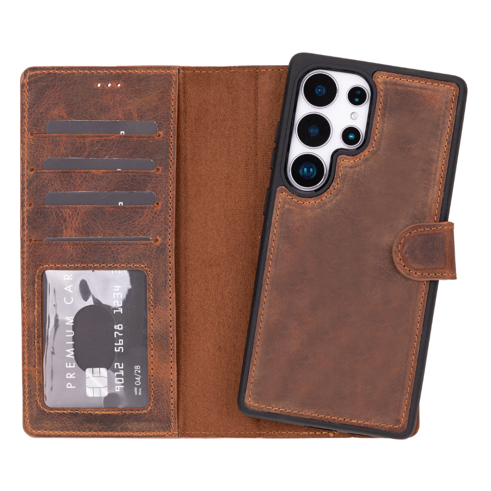 Leather Samsung Galaxy S25 Ultra Detachable Wallet Case