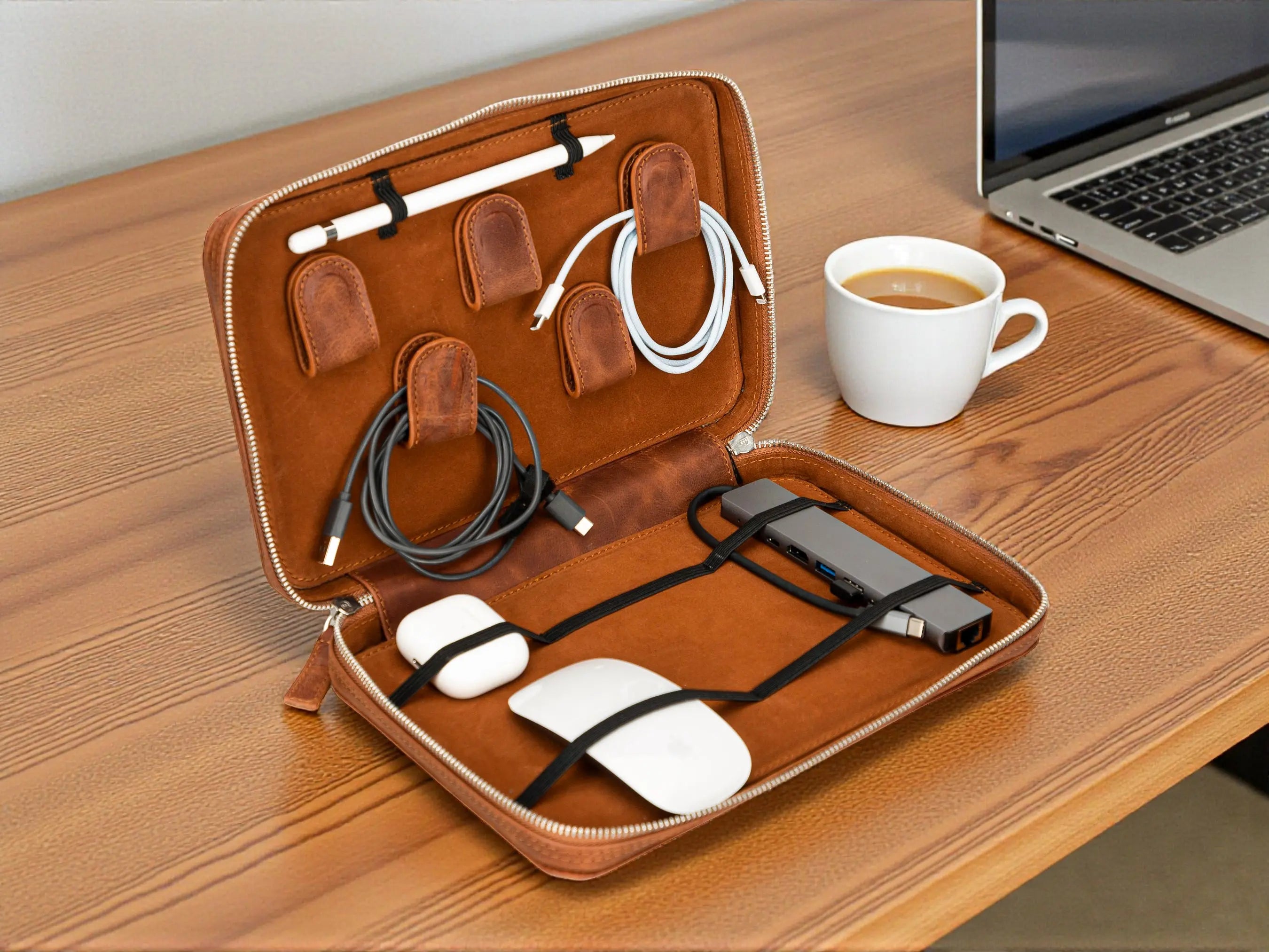 Leather Travel Cable Organizer-Luxara