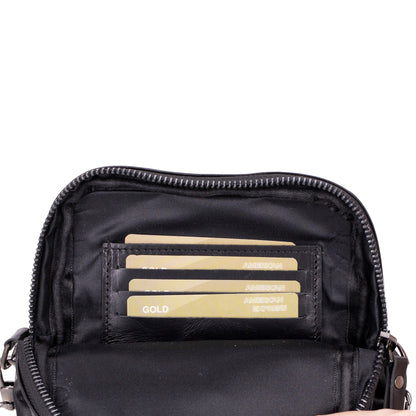 Leather Unisex Crossbody Wallet Bag - Compact Travel Phone & Card Holder