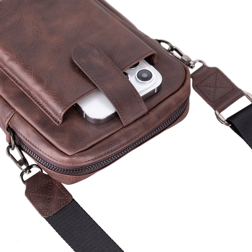 Leather Unisex Crossbody Wallet Bag - Compact Travel Phone & Card Holder